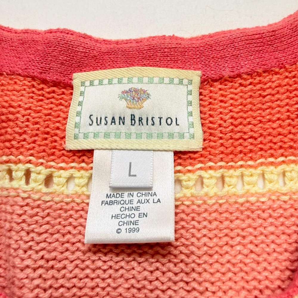 Susan Bristol VTG 1999 L Floral Embroidered Linen Blend Knit Vest Pink SB164 - Picture 3 of 13